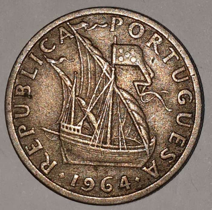 1964 - 2.5 ESCUDOS - 2$50 - 2 1/2 - PORTUGAL - PORTUGUESA - KM#590 - COPPER-NICKEL - PORTUGUESE